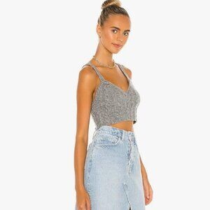 Free People Sunkeeper Cami in‎ Heather Gray | Cable Knit Top | Small
